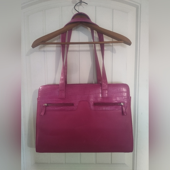 Buxton Genuine Leather Pink Briefcase Shoulder Bag - Picture 1 of 8